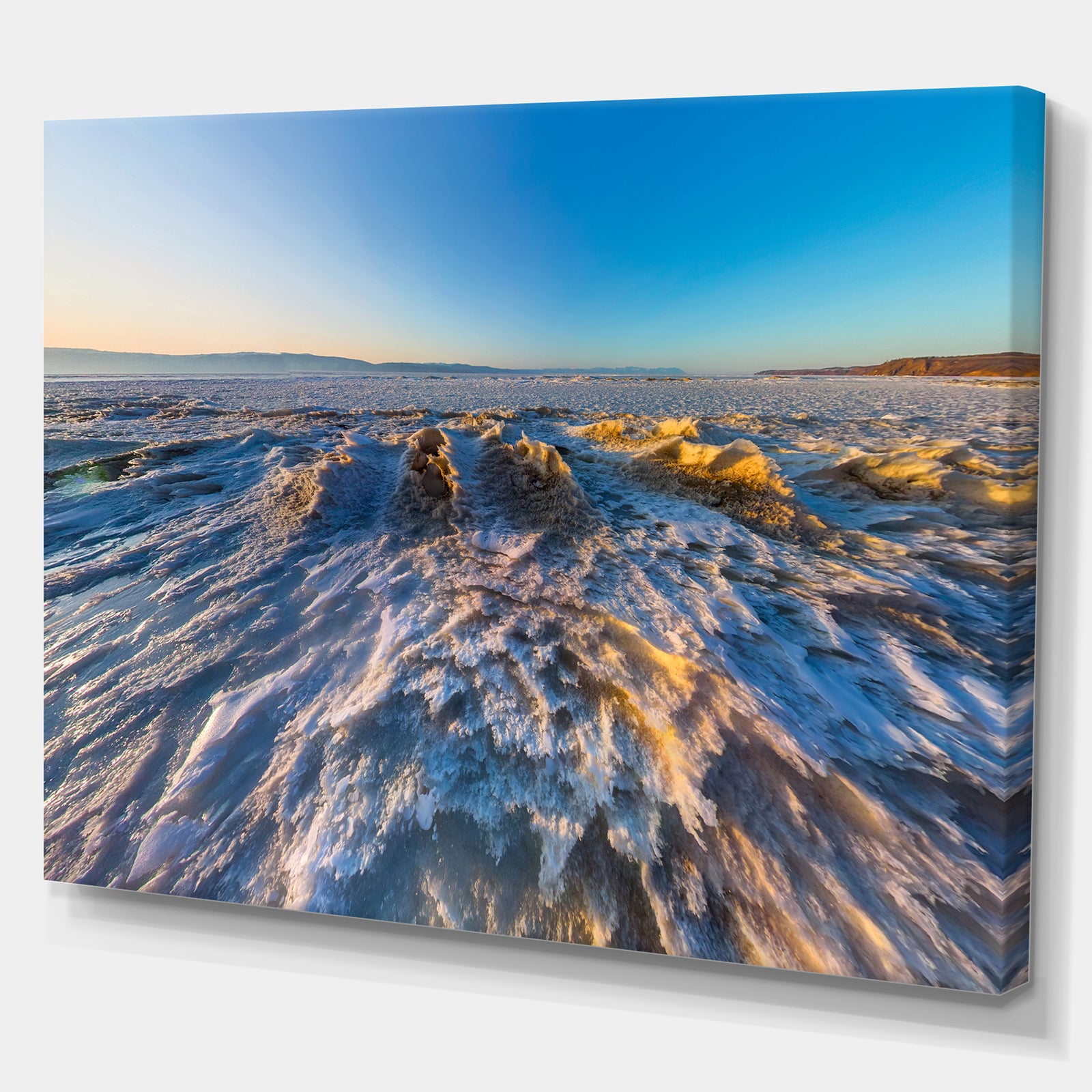 Olkhon Baikal Snow Sunrise - Landscapes Sea & Shore Photographic on wrapped Canvas