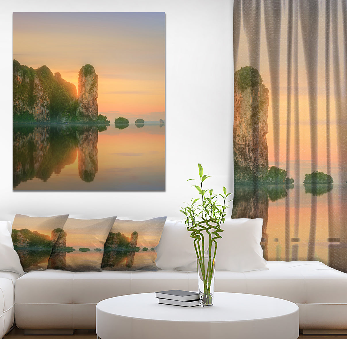 Sunset in Colorful Sky - Landscapes Sea & Shore Photographic on wrapped Canvas