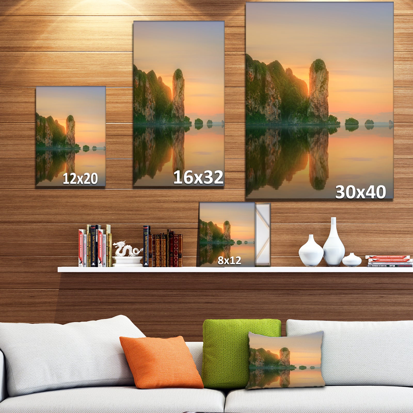 Sunset in Colorful Sky - Landscapes Sea & Shore Photographic on wrapped Canvas