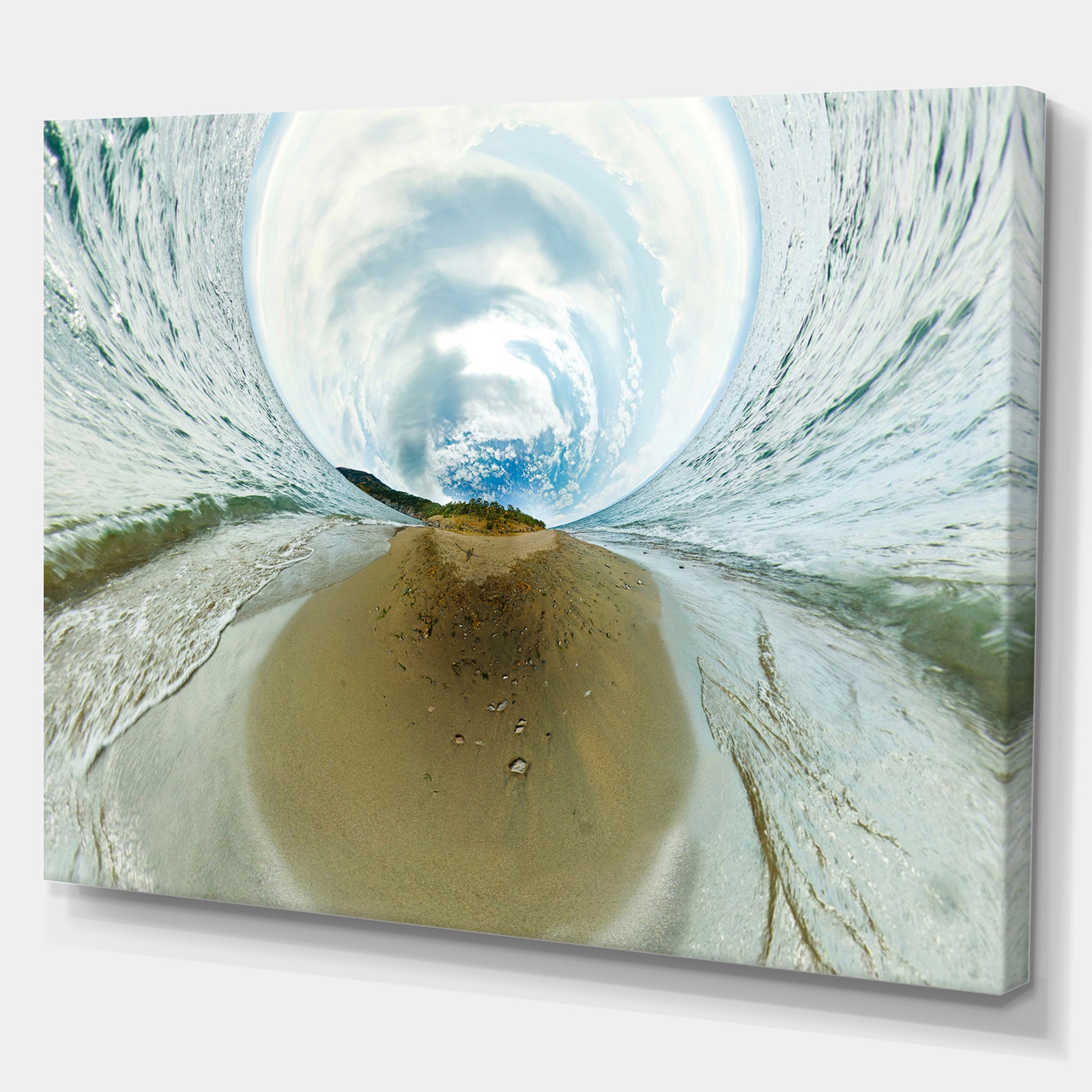 Lake Baikal Beach Rock Panorama - Lake Sea & Shore Photographic on wrapped Canvas