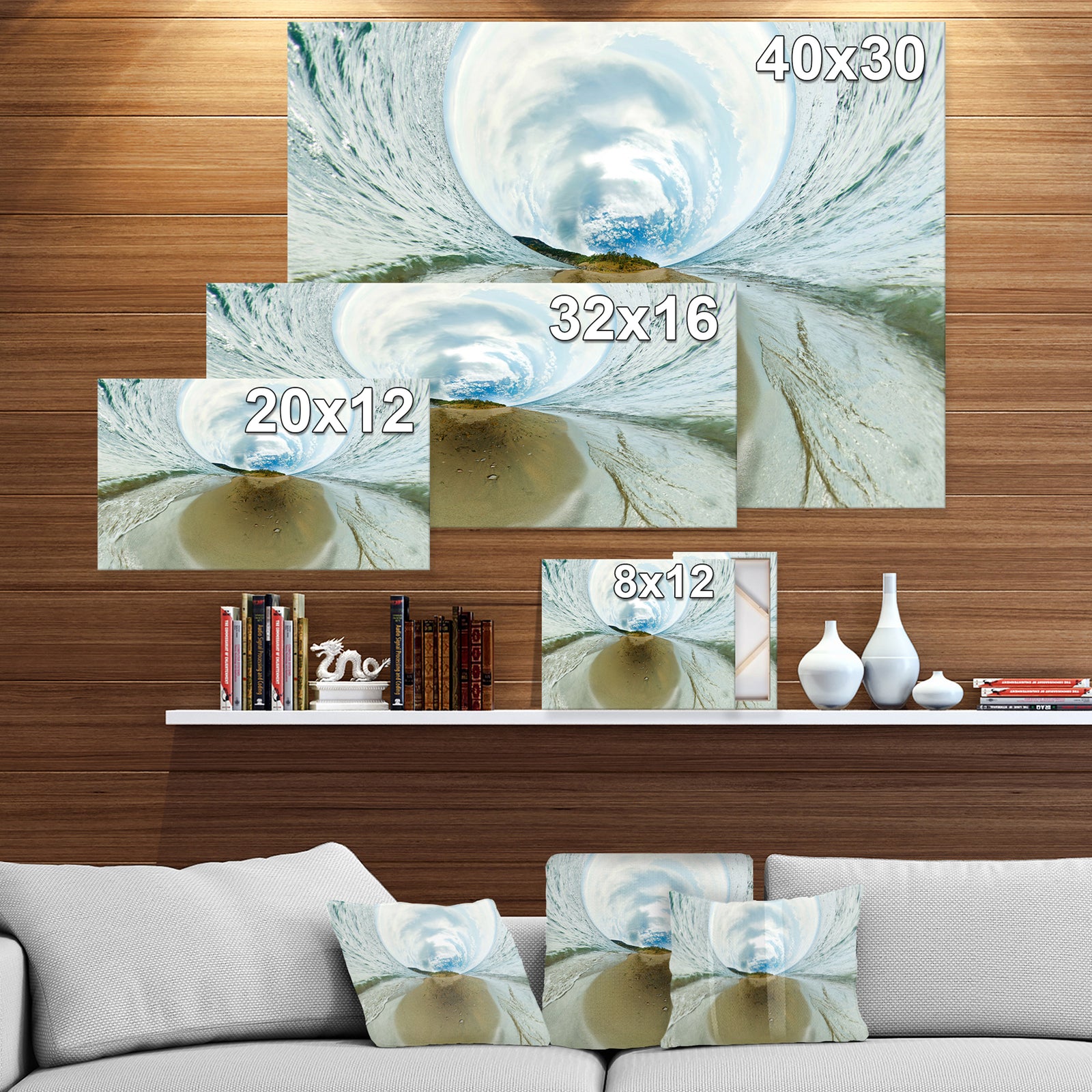 Lake Baikal Beach Rock Panorama - Lake Sea & Shore Photographic on wrapped Canvas