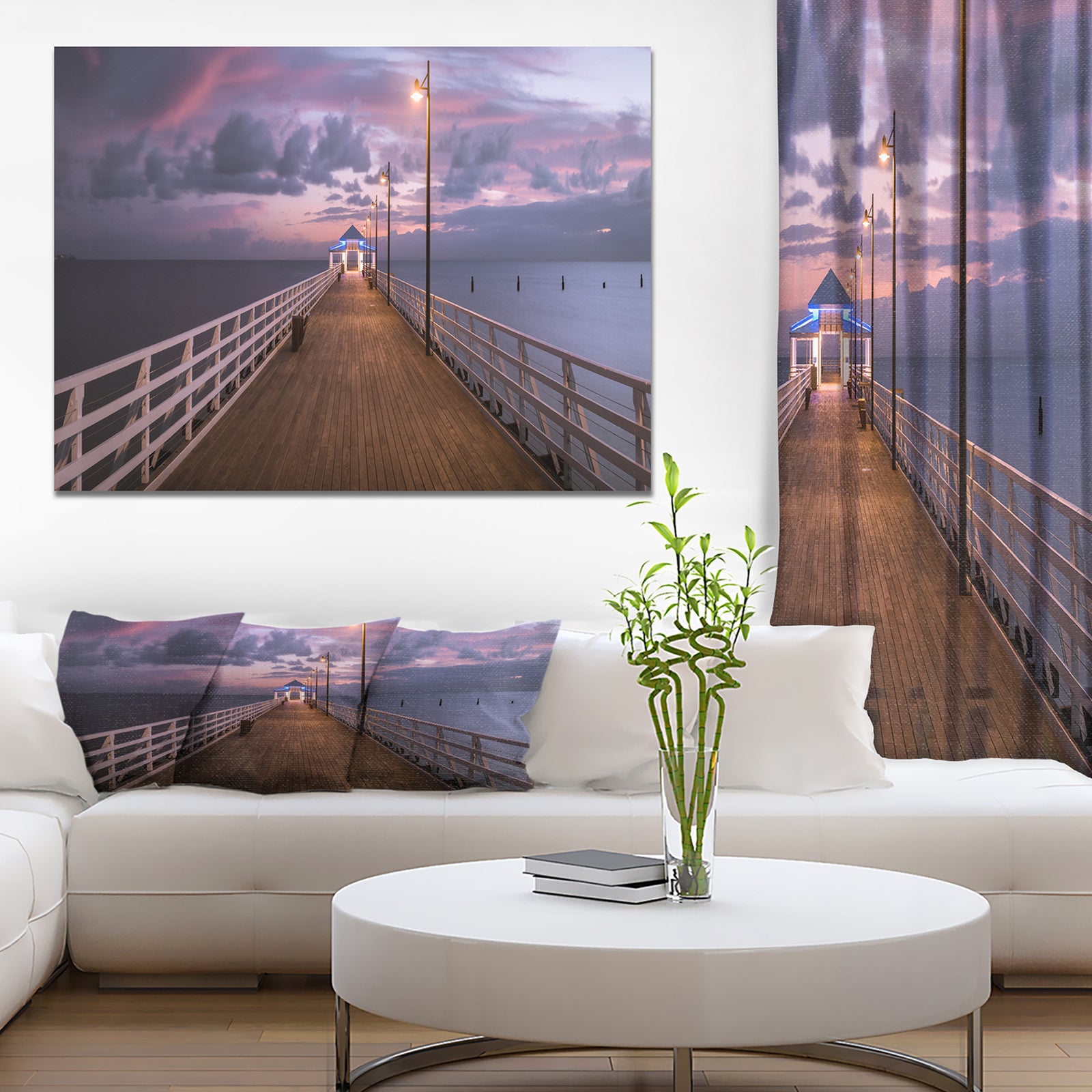 Beautiful Sunrise on the pier - Sea & Shore Photography on wrapped Canvas