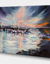 Marina bay Under Stormy Sunset - Sea & Shore Painting Print on Wrapped Canvas