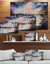 Marina bay Under Stormy Sunset - Sea & Shore Painting Print on Wrapped Canvas