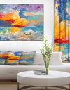 Sunset on the Horizon - Sea & Shore Painting Print on Wrapped Canvas