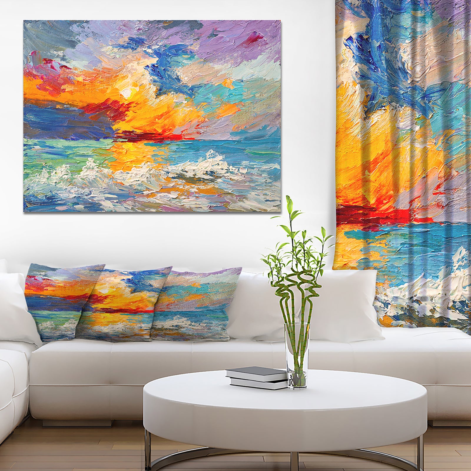 Sunset on the Horizon - Sea & Shore Painting Print on Wrapped Canvas