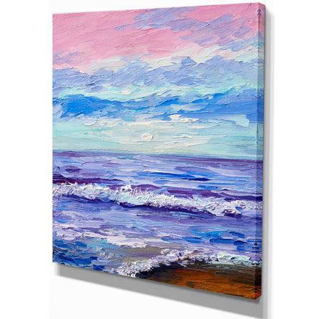 Colorful Blue Sunset - Sea & Shore Painting Print on Wrapped Canvas