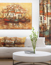 Boats on the island harbor Oil Painting - Sea & Shore Painting Print on Wrapped Canvas