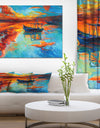 Fishing Sailing Boat at Red Sunset - Sea & Shore Painting Print on Wrapped Canvas