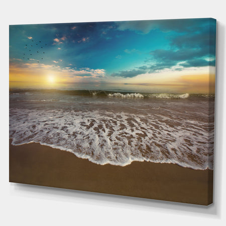 Beach sunset in Blue Sky - Sea & Shore Photography on wrapped Canvas
