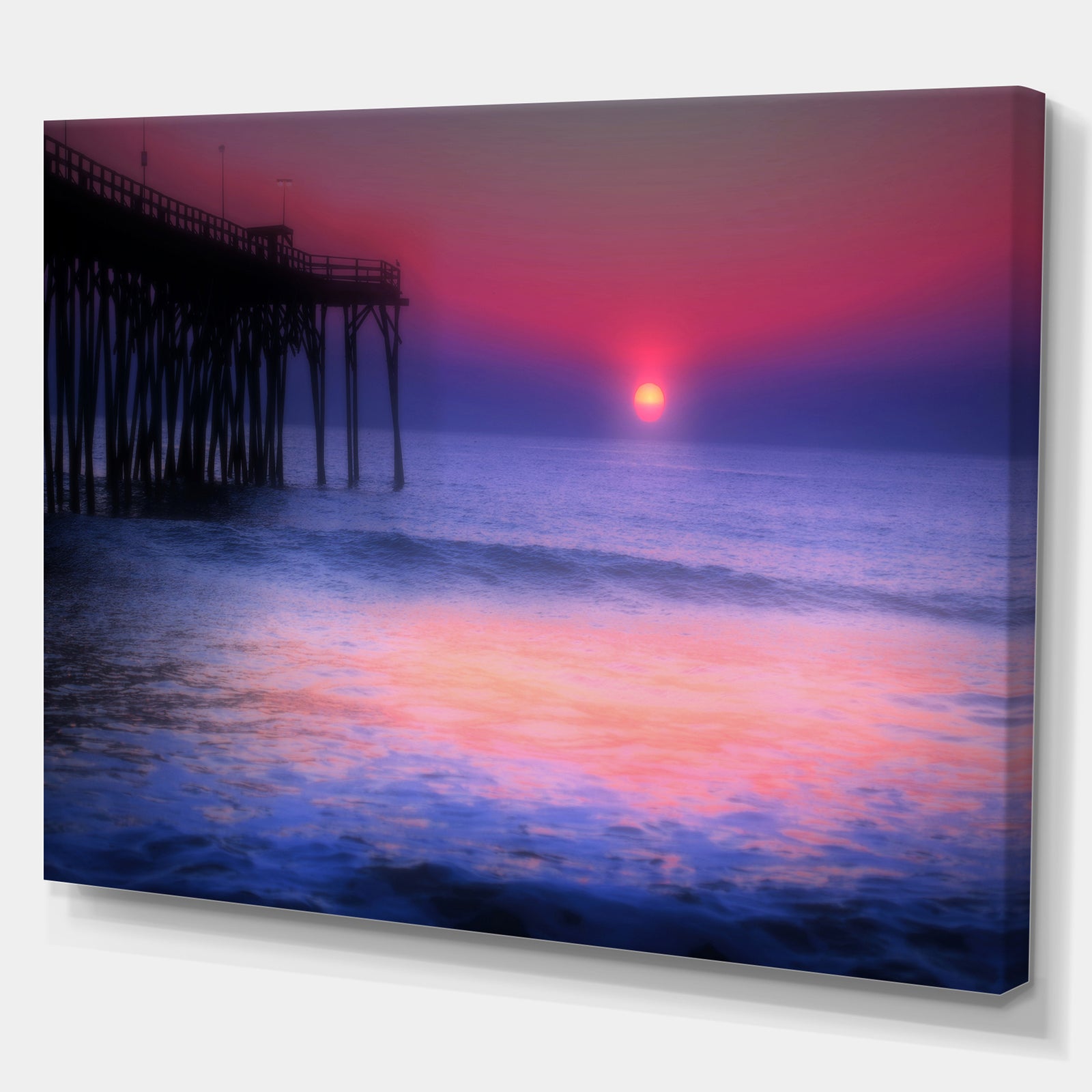 Pier sunrise with Purple Sunset - Sea & Shore Photography on wrapped Canvas