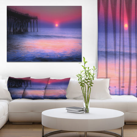 Pier sunrise with Purple Sunset - Sea & Shore Photography on wrapped Canvas