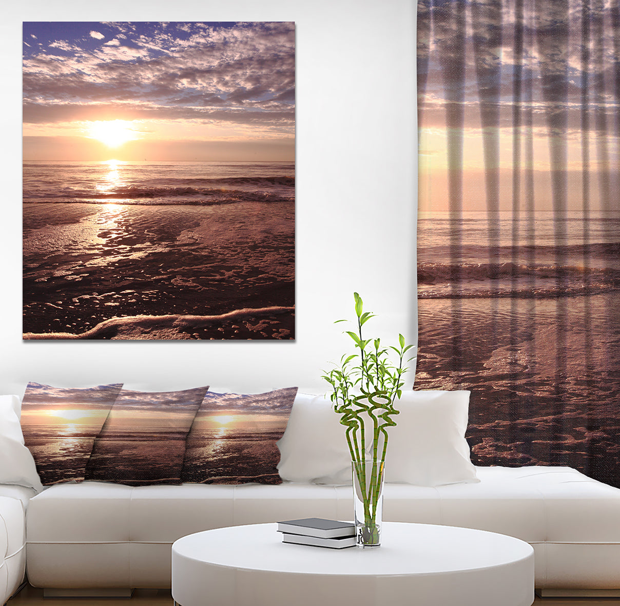 Beach Sunset in Tropical Ocean Water - Sea & Shore Photography on wrapped Canvas