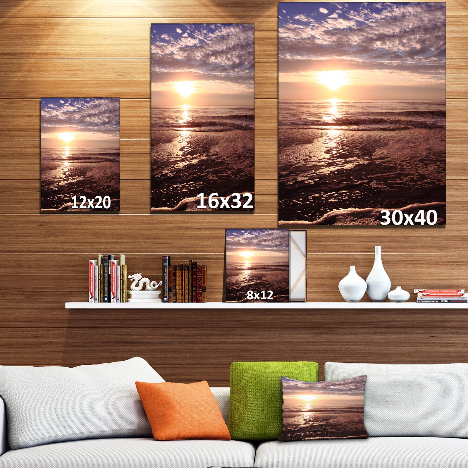 Beach Sunset in Tropical Ocean Water - Sea & Shore Photography on wrapped Canvas
