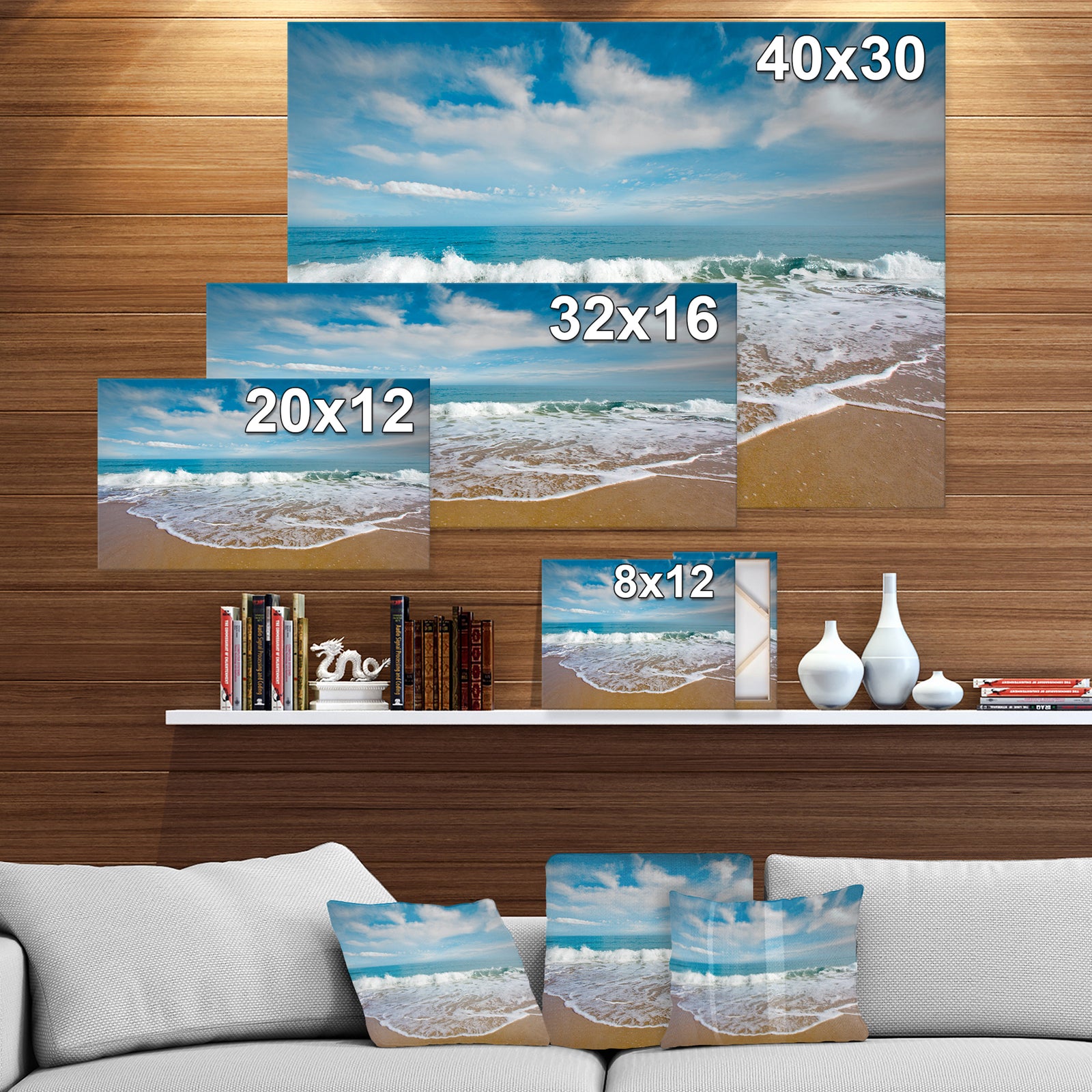 Beautiful Waves in Cloudy Sky - Sea & Shore Photography on wrapped Canvas
