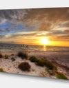 Sandy Beach with sunset - Sea & Shore Photography on wrapped Canvas