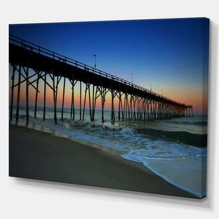 Pier sunrise in Blue Sky - Sea & Shore Photography on wrapped Canvas