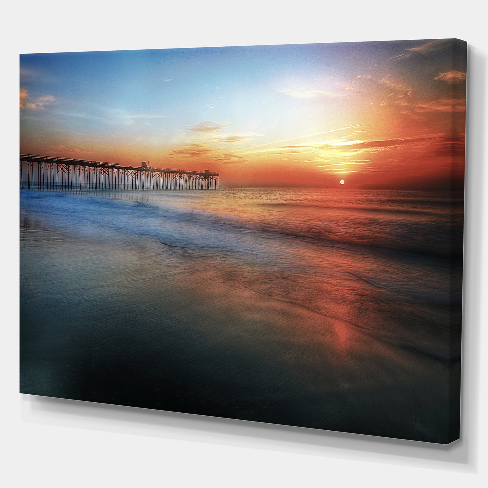 Sunrise by the pier - Sea & Shore Photography on wrapped Canvas