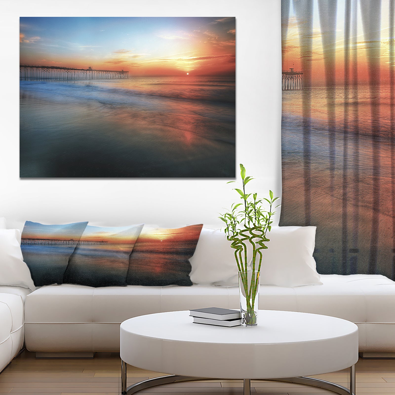 Sunrise by the pier - Sea & Shore Photography on wrapped Canvas