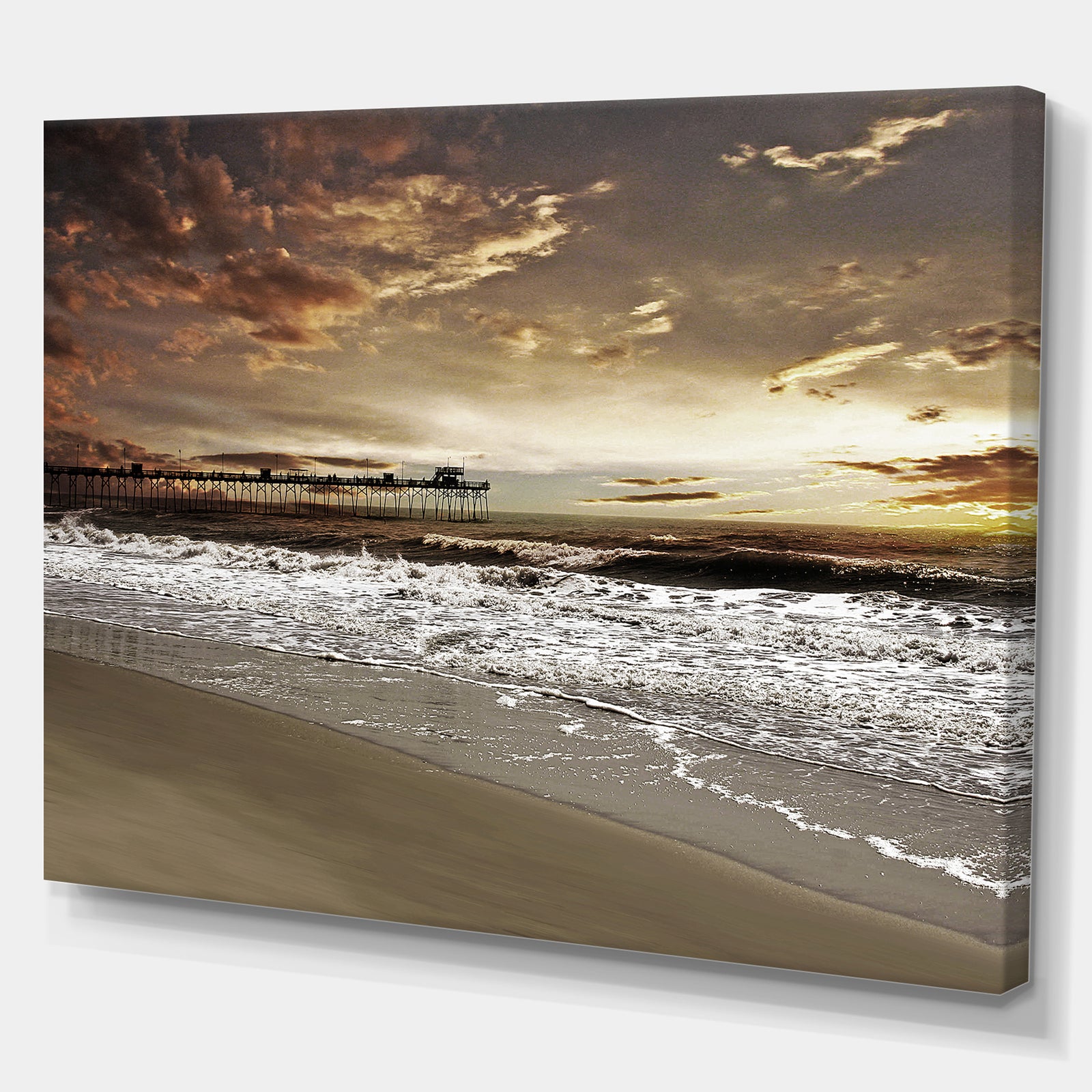 Meet the Sunrise at Hollant beach - Sea & Shore Photography on wrapped Canvas