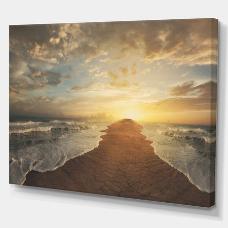 Devided ocean in Sunset - Sea & Shore Photography on wrapped Canvas
