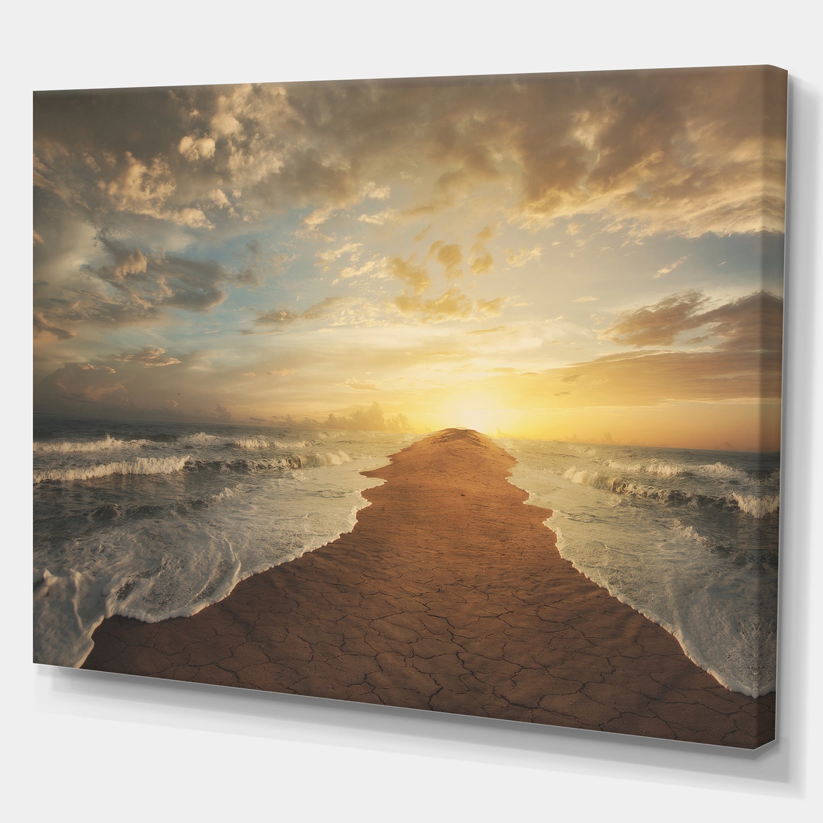 Devided ocean in Sunset - Sea & Shore Photography on wrapped Canvas