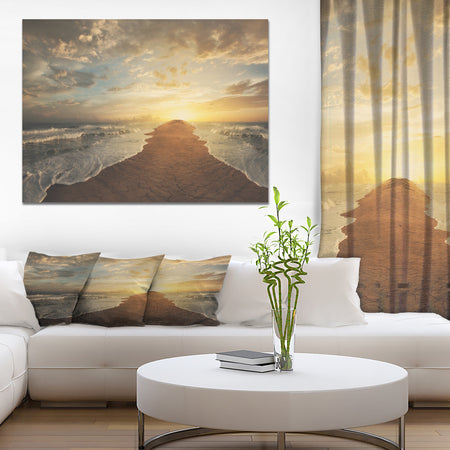 Devided ocean in Sunset - Sea & Shore Photography on wrapped Canvas