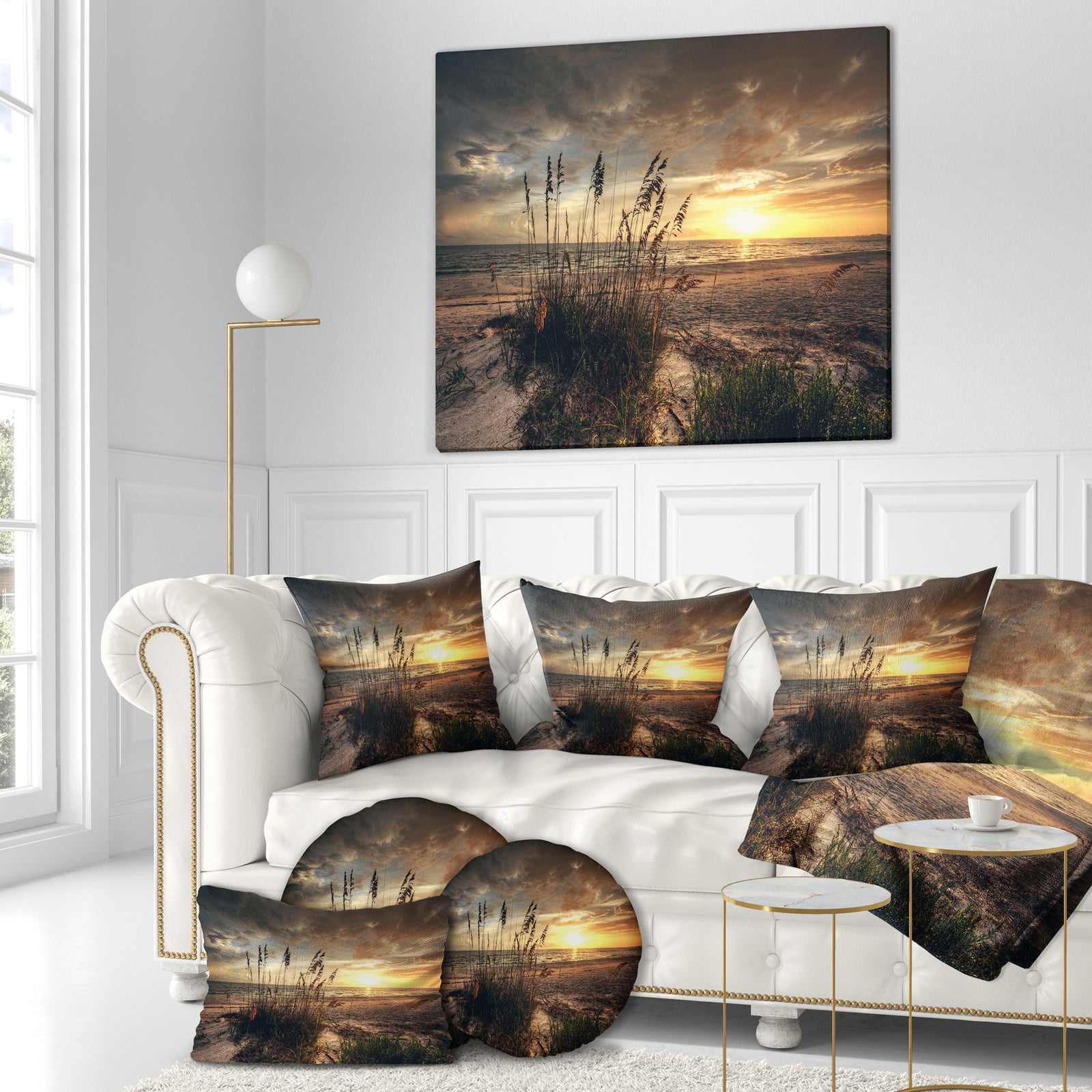 Grassy and beach sunset - Sea & Shore Photography on wrapped Canvas