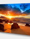 Dramatic Vibrant Sunset in Hawaii - Sea & Shore Photography on wrapped Canvas