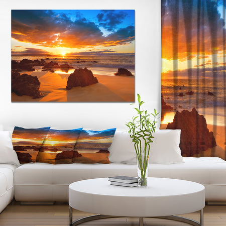 Dramatic Vibrant Sunset in Hawaii - Sea & Shore Photography on wrapped Canvas