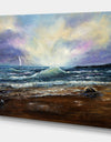 Waves at Ocean Sea Shore - Sea & Shore Painting Print on Wrapped Canvas