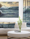 Ocean Waves under Dark Cloudy Sky - Sea & Shore Painting Print on Wrapped Canvas