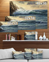 Ocean Waves under Dark Cloudy Sky - Sea & Shore Painting Print on Wrapped Canvas