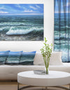 Ocean shore under Blue Sky - Sea & Shore Painting Print on Wrapped Canvas