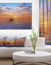 Fishing Boat in Golden Sunset - Sea & Shore Painting Print on Wrapped Canvas