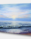 Sunrise in blue sea - Sea & Shore Painting Print on Wrapped Canvas