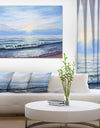 Sunrise in blue sea - Sea & Shore Painting Print on Wrapped Canvas