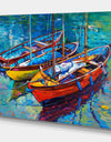 Three Fishing Boat Oil Painting - Sea & Shore Painting Print on Wrapped Canvas