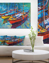 Three Fishing Boat Oil Painting - Sea & Shore Painting Print on Wrapped Canvas