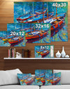 Three Fishing Boat Oil Painting - Sea & Shore Painting Print on Wrapped Canvas