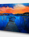 Boats in Sea Oil Painting - Sea & Shore Painting Print on Wrapped Canvas