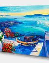 Oia village at Santorini island Sea View - Sea & Shore Painting Print on Wrapped Canvas