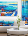 Oia village at Santorini island Sea View - Sea & Shore Painting Print on Wrapped Canvas