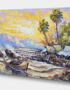 Old Fishing Boat in Pier - Sea & Shore Painting Print on Wrapped Canvas