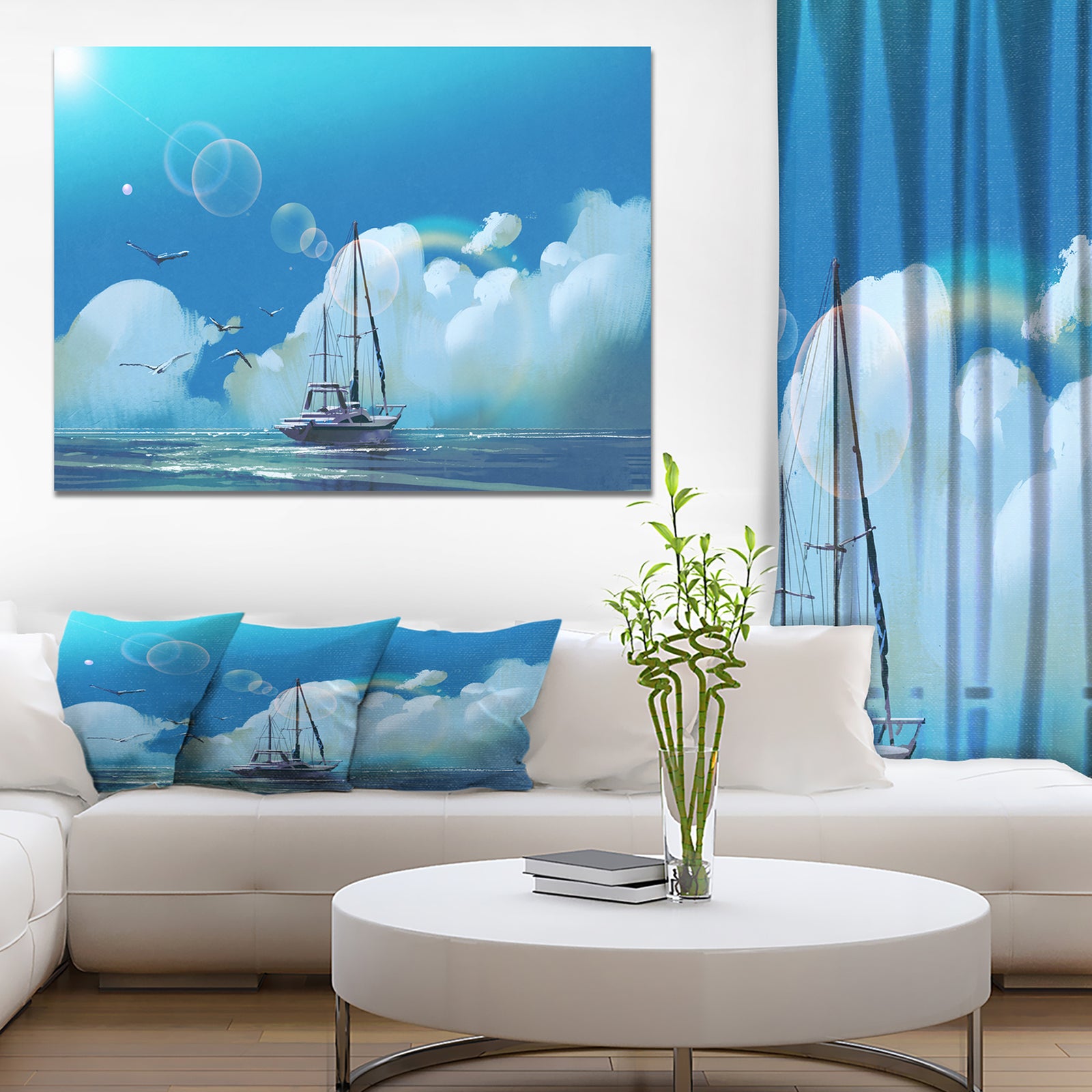 Sailboat Under Summer Sky - Art on wrapped Canvas