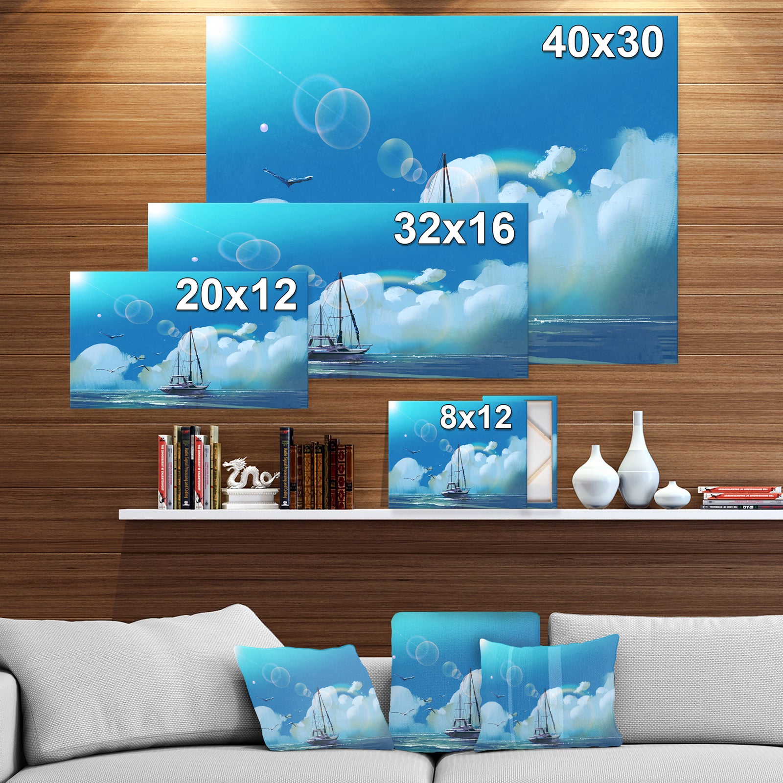 Sailboat Under Summer Sky - Art on wrapped Canvas