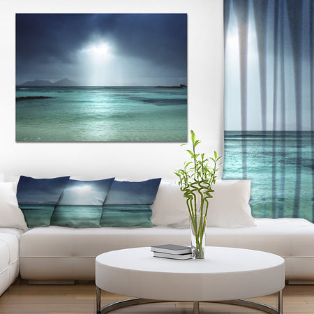 Grey sky on the beach of la Digue island Seychelles - Sea & Shore Photographic on wrapped Canvas