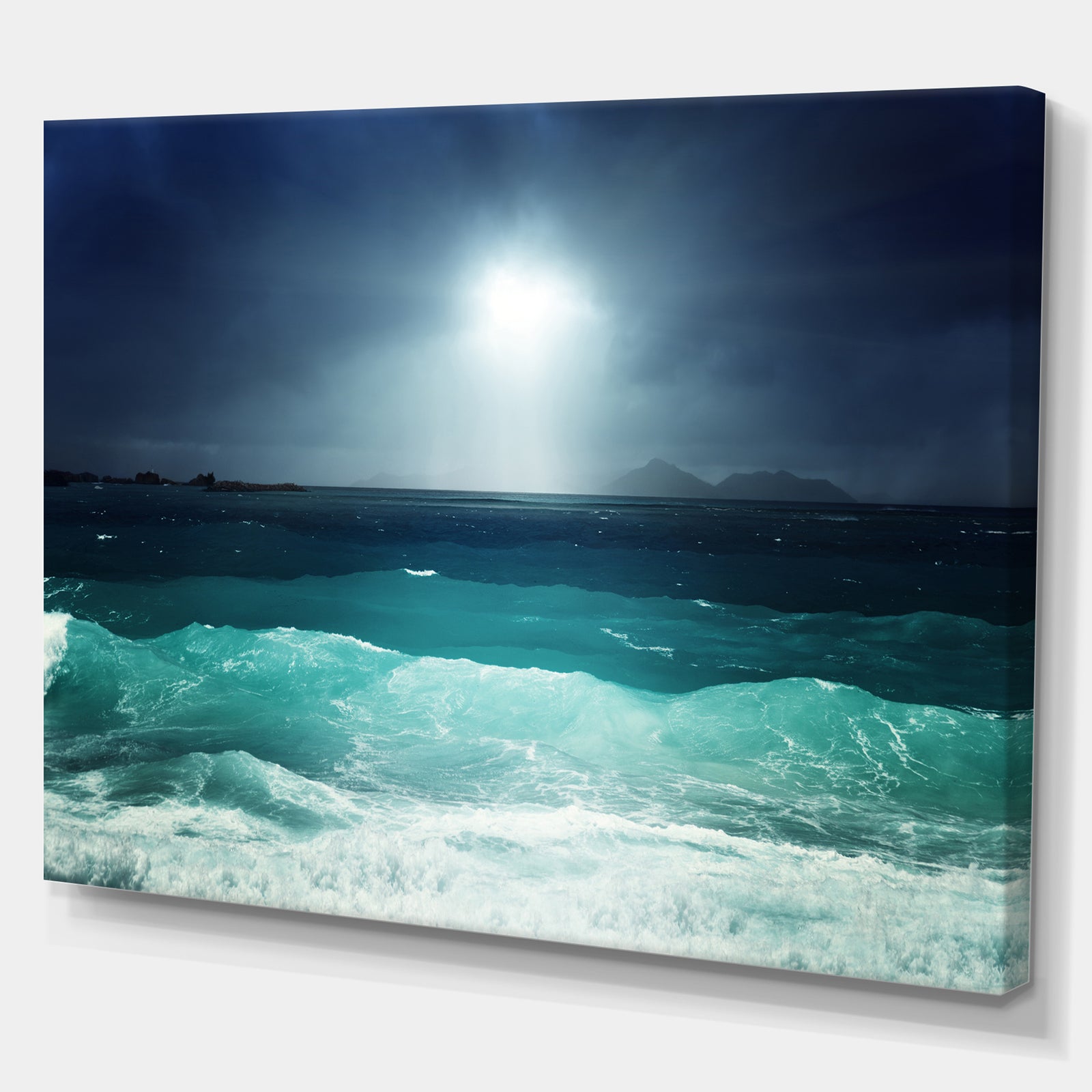 Green Ocean Waves under Dark Sky - Sea & Shore Photographic on wrapped Canvas