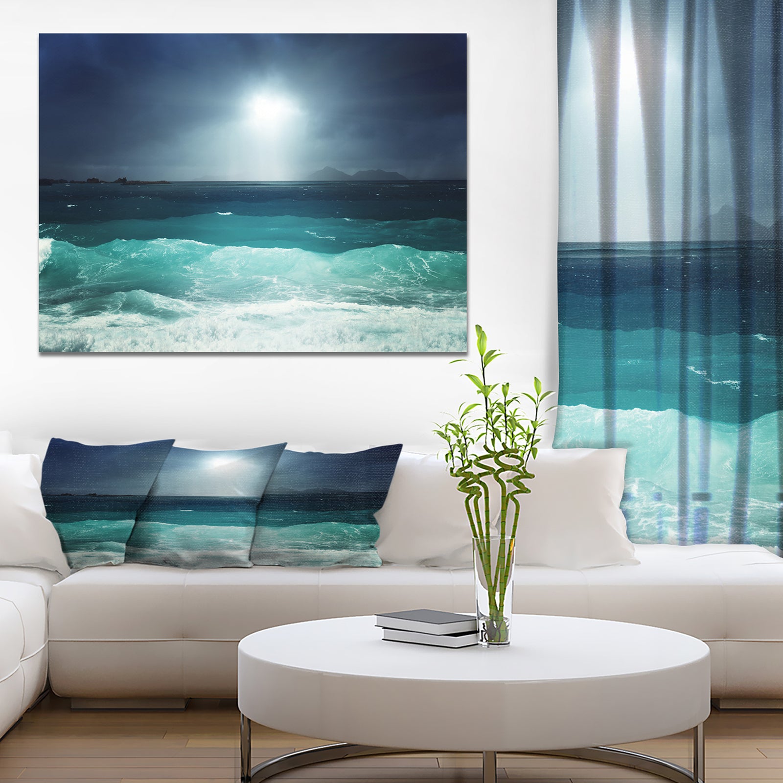 Green Ocean Waves under Dark Sky - Sea & Shore Photographic on wrapped Canvas