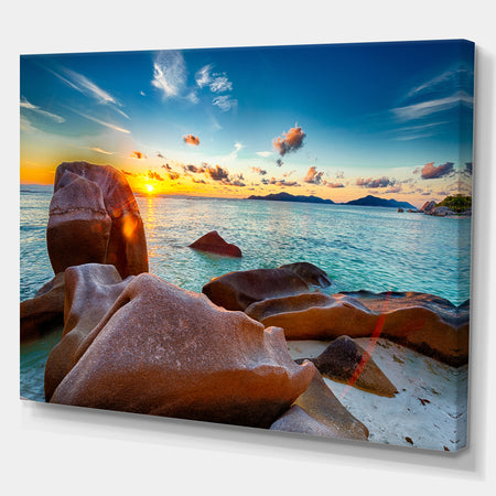 Granite Boulders at Dramatic Sunset - Sea & Shore Photographic on wrapped Canvas